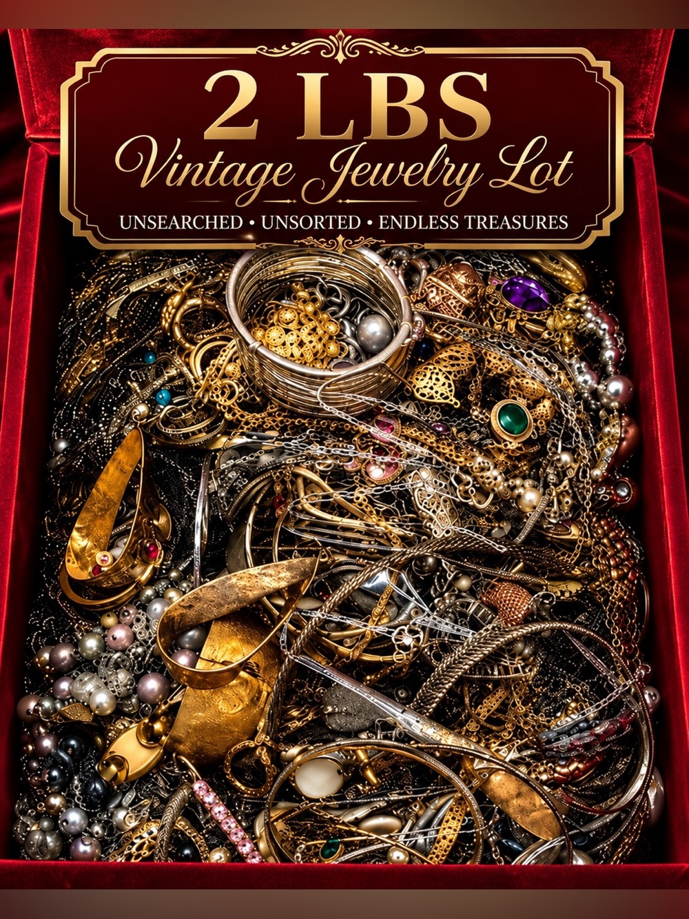 2 LB Unsearched Organic Jewelry Pull | Vintage Modern Reseller Treasure Lot